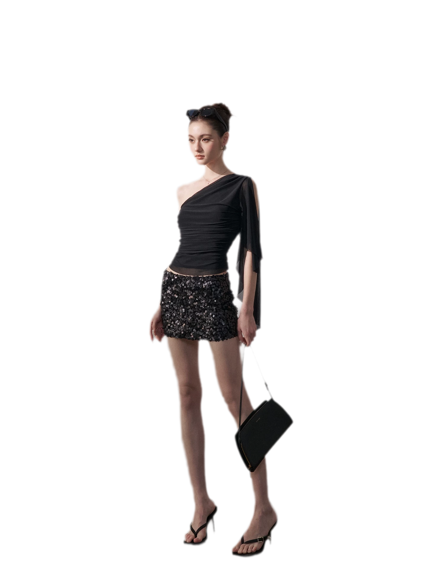Ruched One-Shoulder Top
