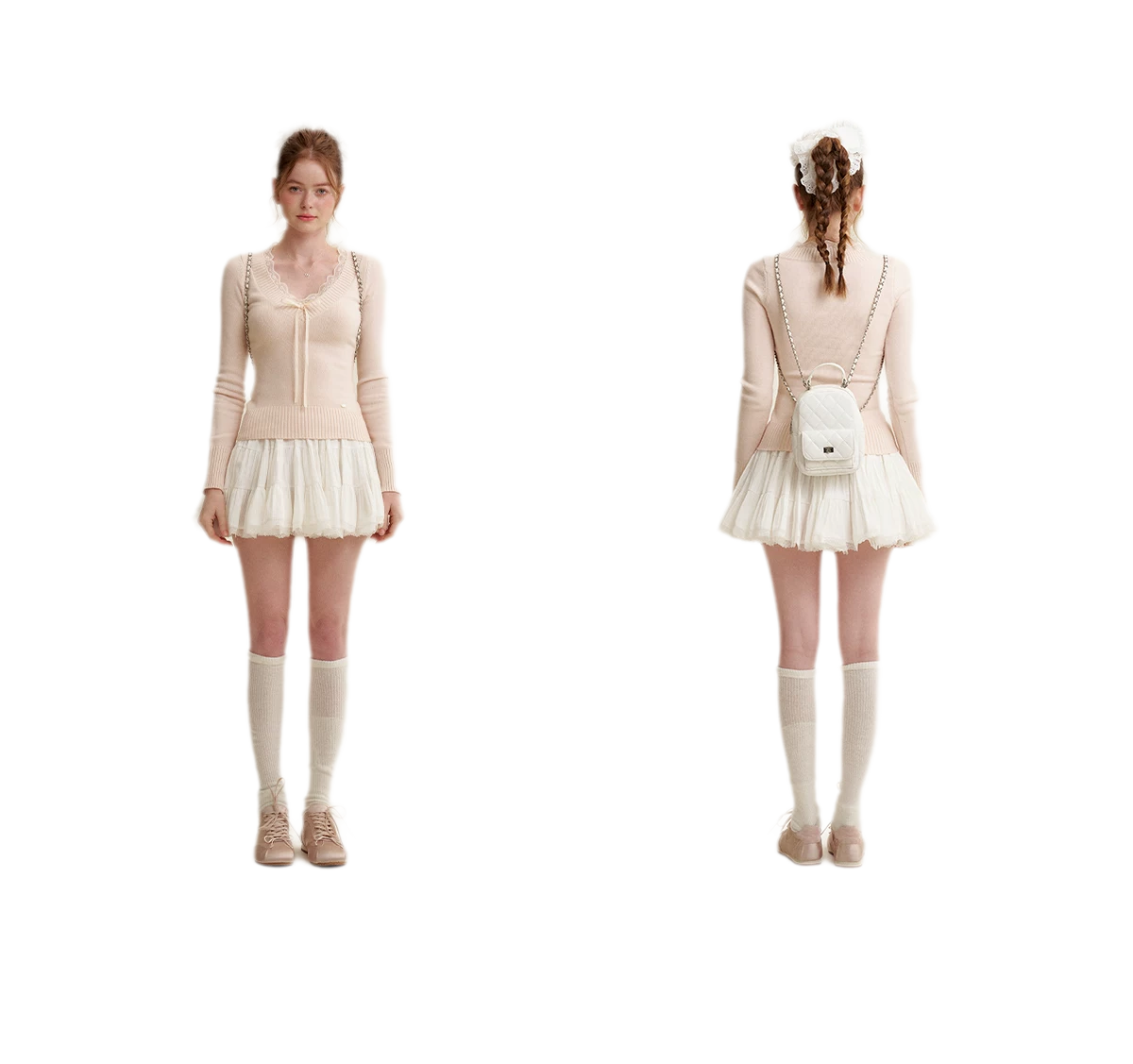 Lace Bow Knit Top