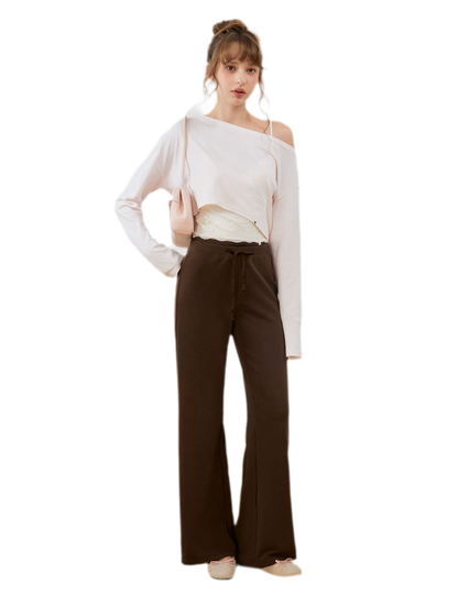 Strukturierte Sweatpants mit Kordelzug und weitem Bein