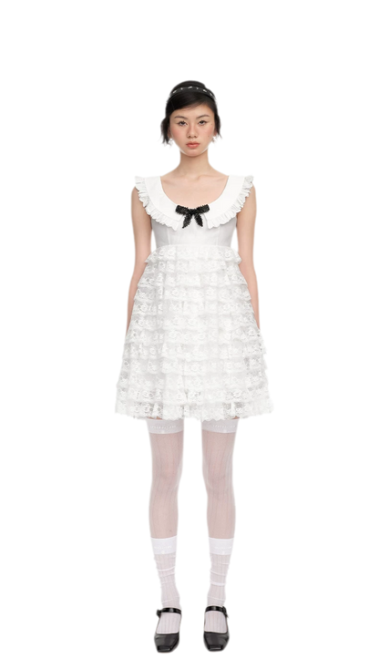 High-Waisted A-Line Lace Dress