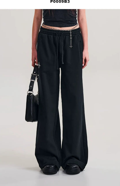 Cross Statue Wide-Leg Cotton Sweatpants