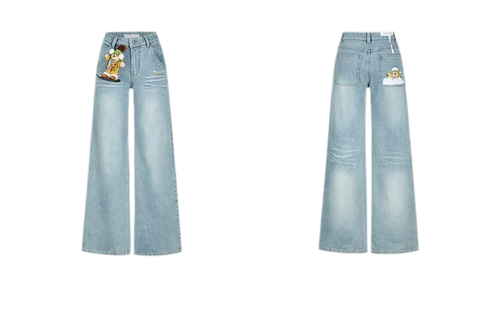 Shimmer Straight-Leg Denim Jeans