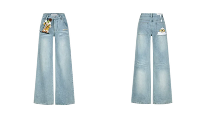 Shimmer Straight-Leg Denim Jeans