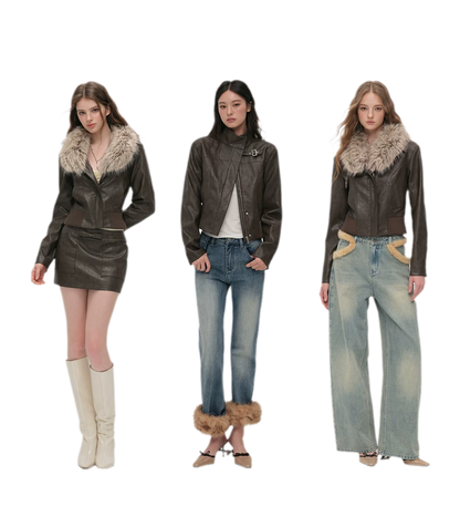 Textured Cropped PU Jacket