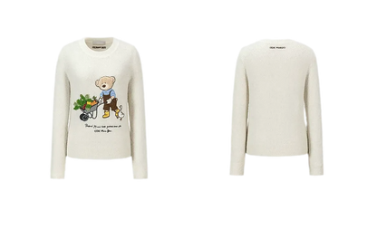 Fuzzy Appliqué Pullover Sweater