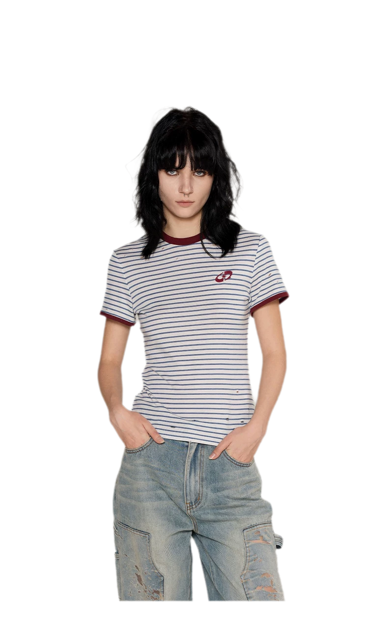 Lyocell Contrast Ribbed T-Shirt