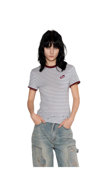 Lyocell Contrast Ribbed T-Shirt