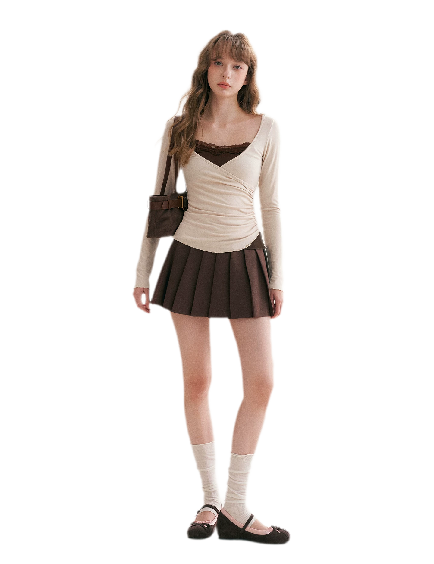 Lace Crossover Slim T-Shirt