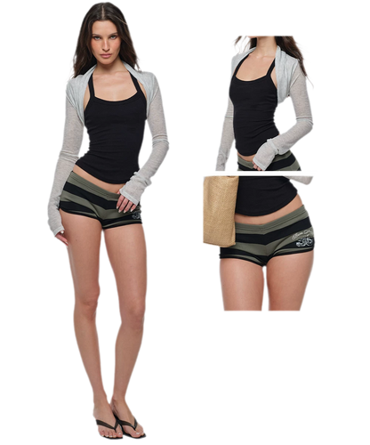 Striped Polo Shorts Set