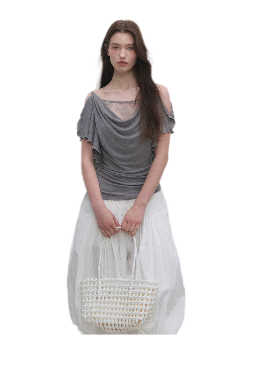 Tencel Lace Cowl Neck Top