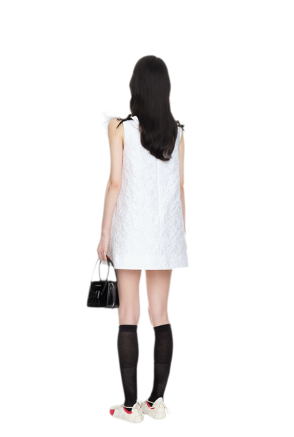 Ruffled Bow A-Line Mini Dress