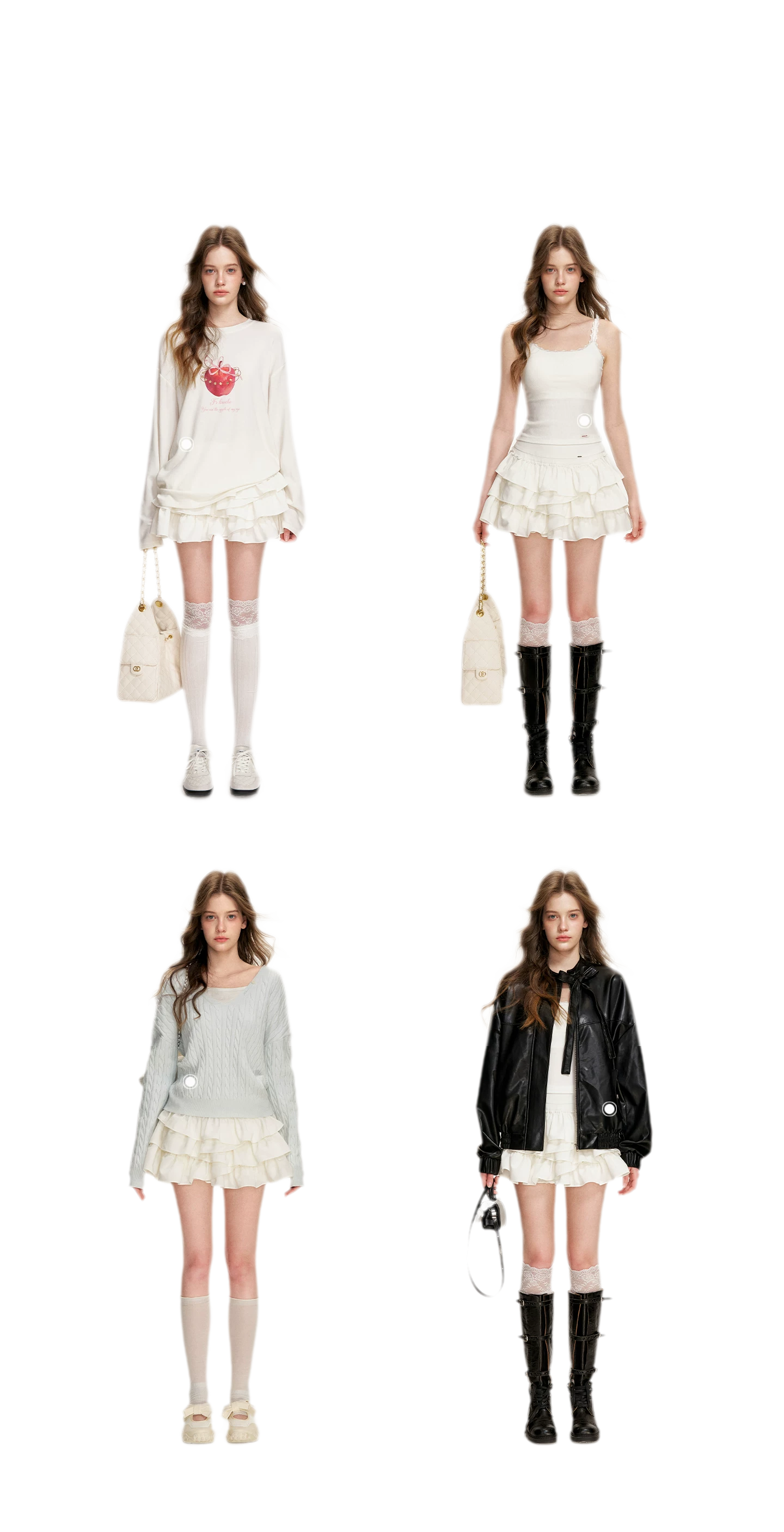 Irregular Cloud White A-line Skirt