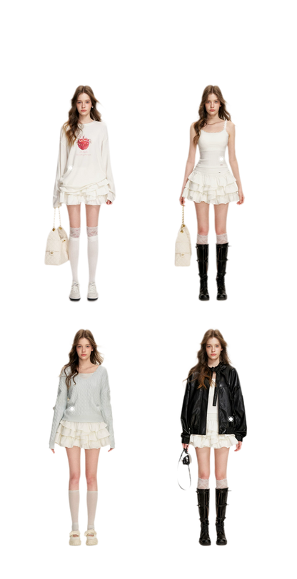 Irregular Cloud White A-line Skirt
