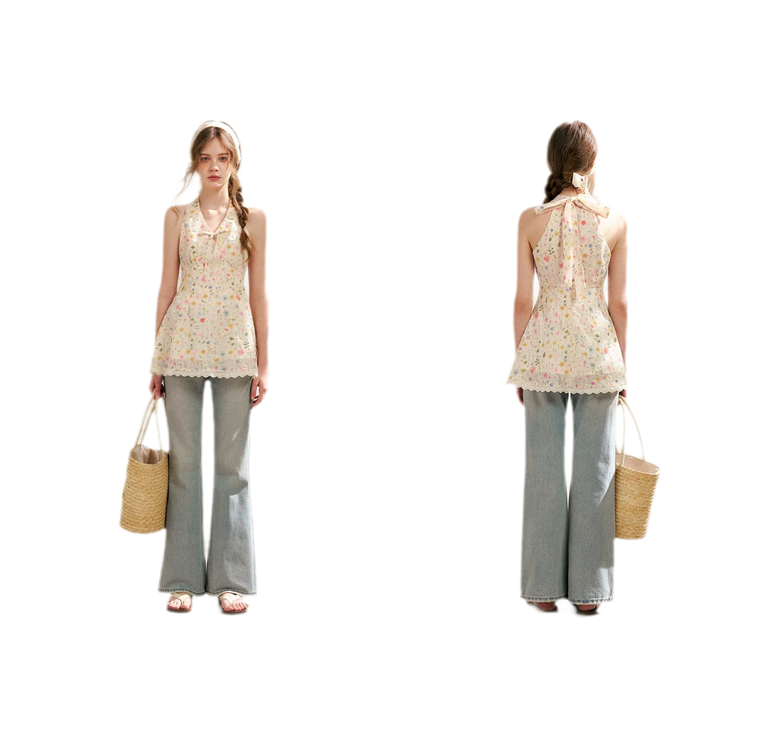 Dreamy Garden Embroidered Halter Top