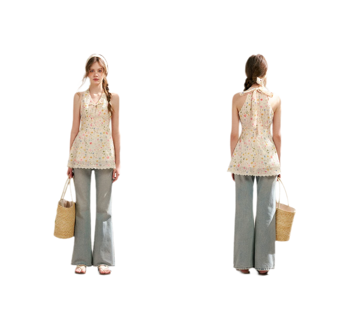 Dreamy Garden Embroidered Halter Top
