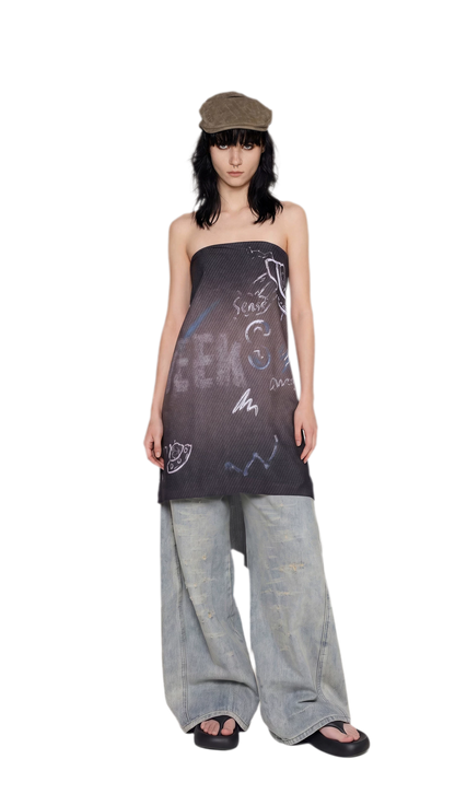 Graffiti Print Silk Scarf