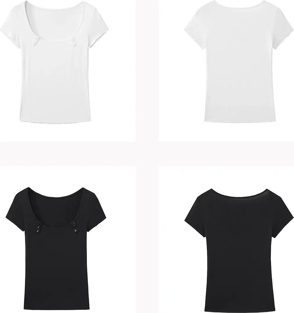 U-Neck Button Tee