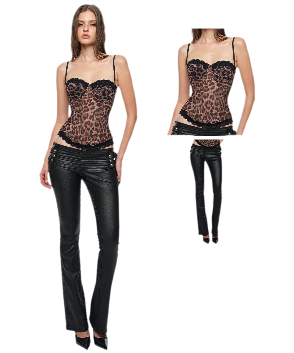 Coated Slim Flared Pants