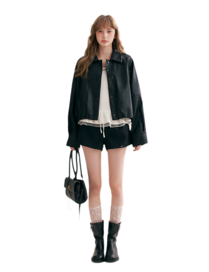 Matte Faux Leather Relaxed Jacket