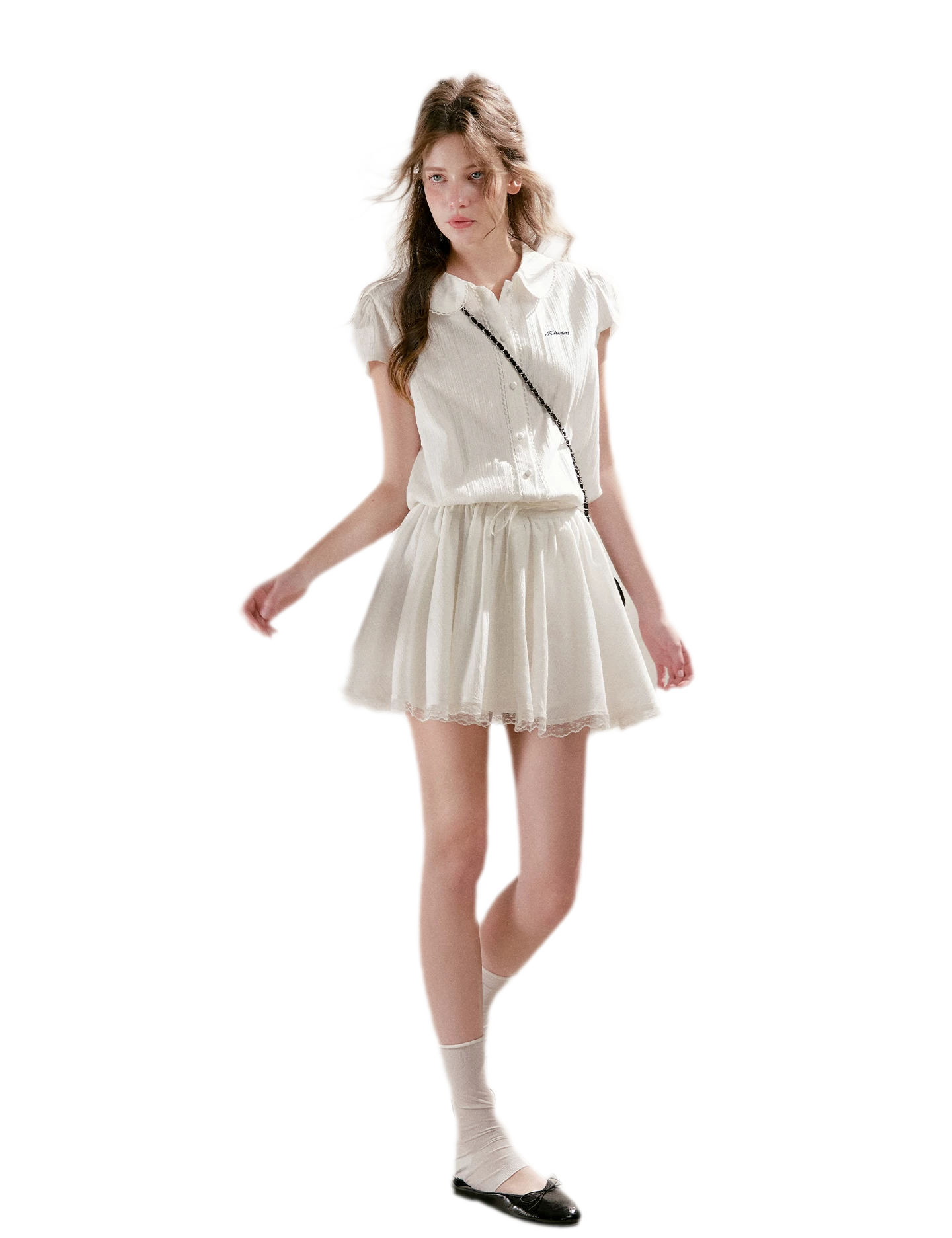 Lace Trim Shirt Dress