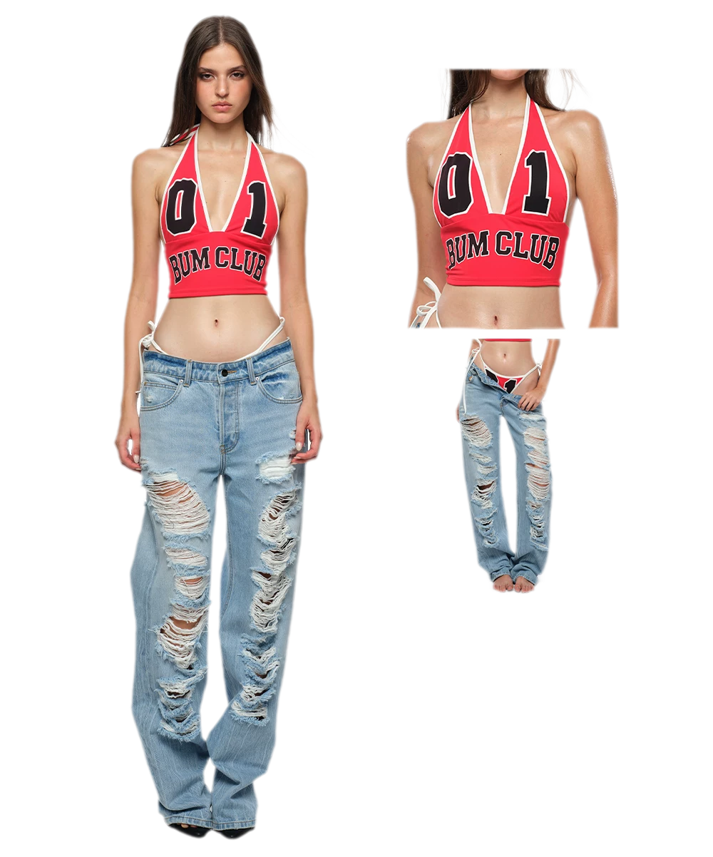 Frayed Straight-Leg Jeans