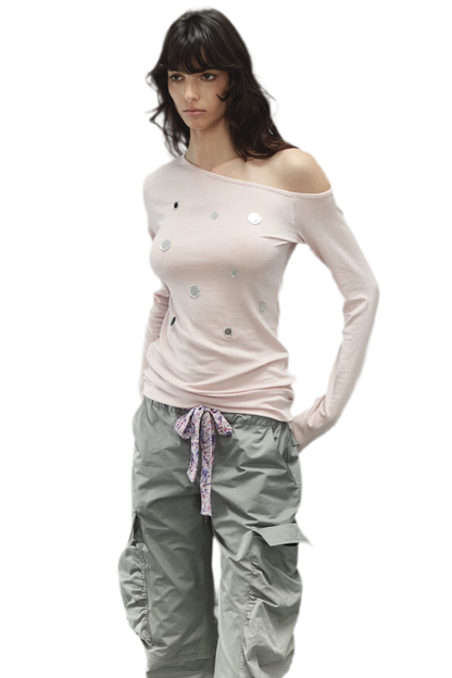 Off-Shoulder Mirror Dot Top