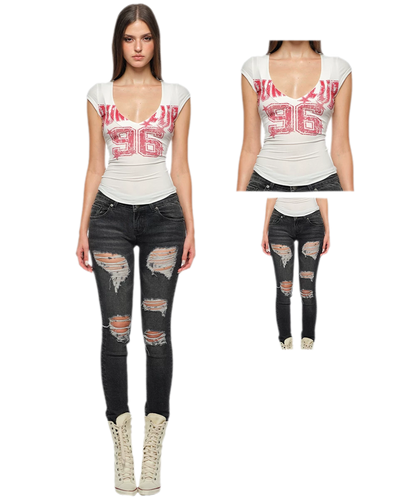 V-Neck Logo Slim T-Shirt