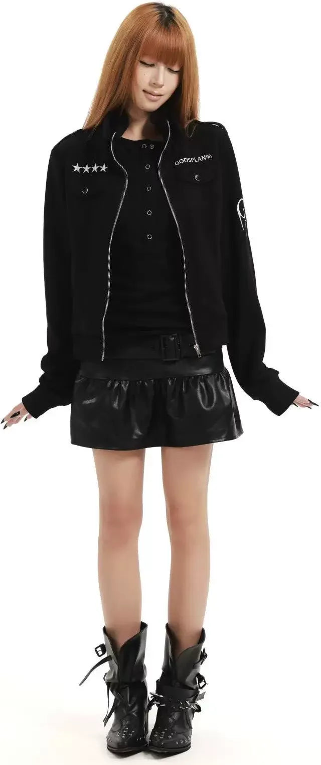 Veste en daim ajustée brodée