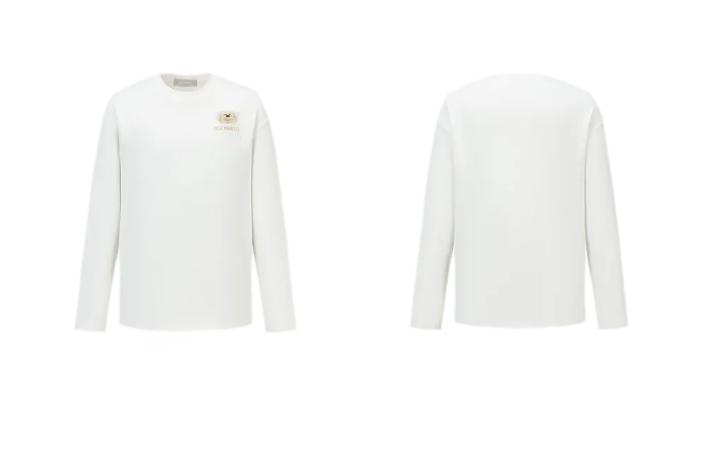 Embroidered Bear Crewneck T-Shirt