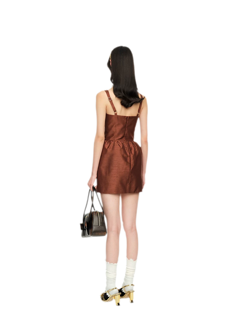 Elegant Wide Strap Bow Long Dress