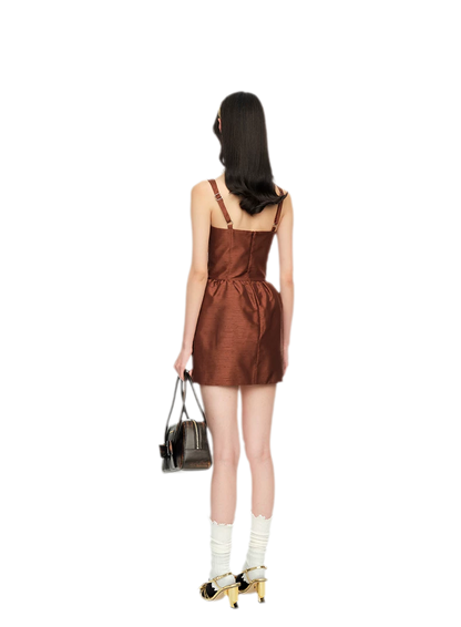 Elegant Wide Strap Bow Long Dress