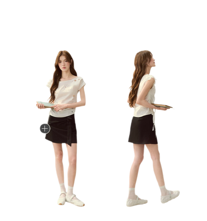 Star Embroidery Asym Shirt