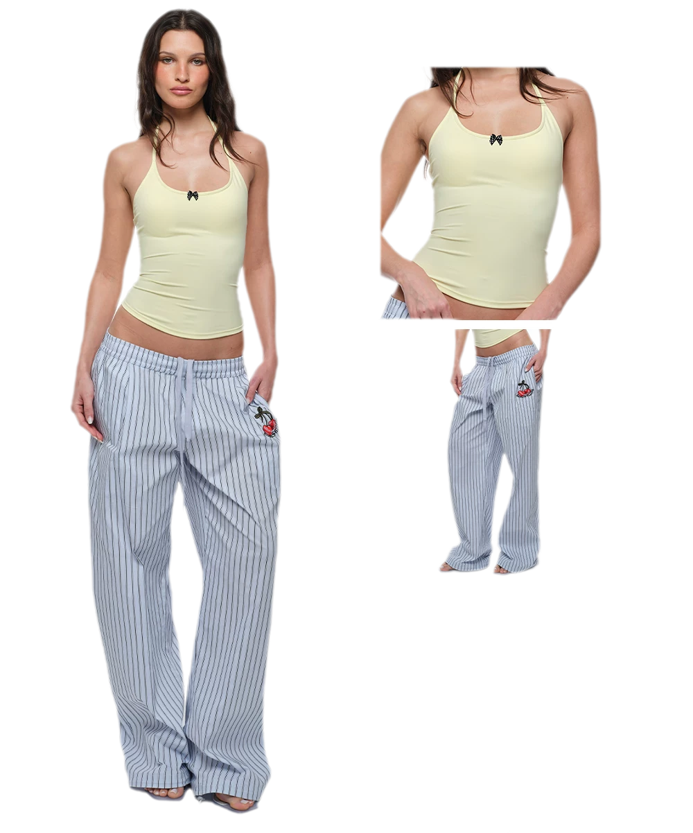 Striped Halter Wide-Leg Set
