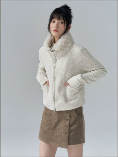 Brushed Jacquard Cropped Jacket