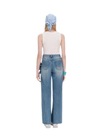 13DE MARZO Mid-Low Waist Straight Jeans – view 7