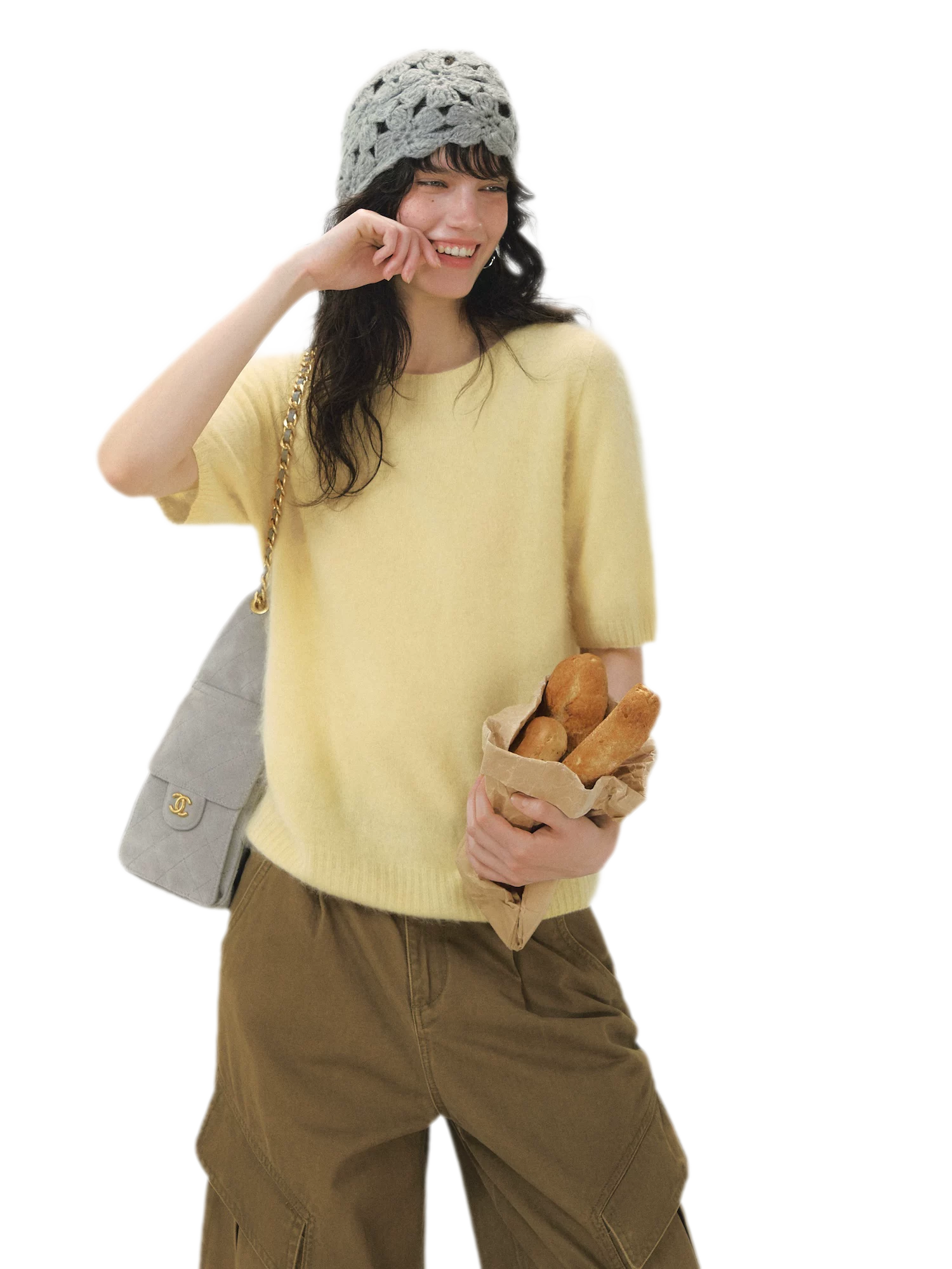 Fuzzy Knit Short Sleeve Sweater