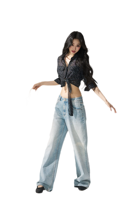 Floral Sheer Tie Shirt
