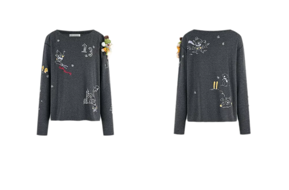 Graphic Off-Shoulder Long-Sleeve T-Shirt