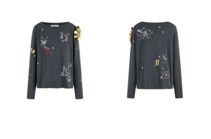 Graphic Off-Shoulder Long-Sleeve T-Shirt