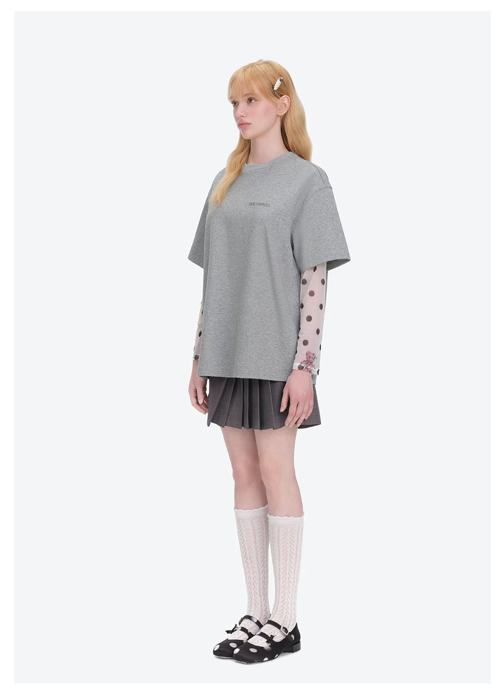 Unisex Silver Bear Print Loose T-shirt