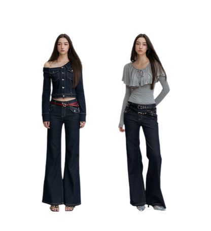 Vintage Wash Flare Jeans