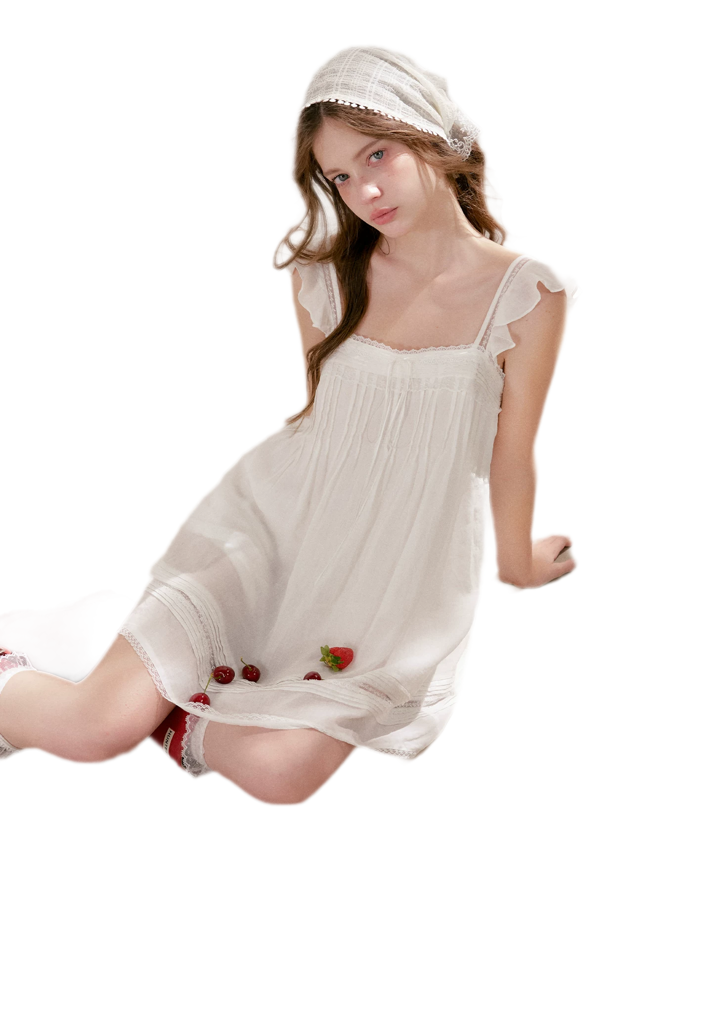 Pleated Lace A-Line Dress
