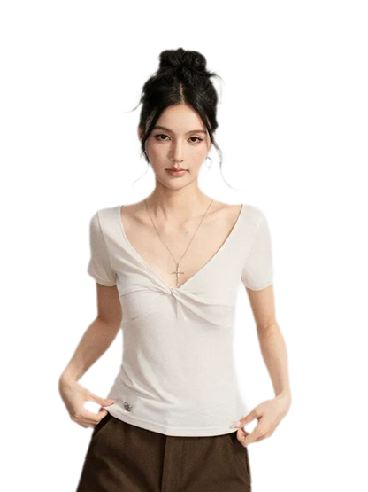V-Neck Ruched Summer Top