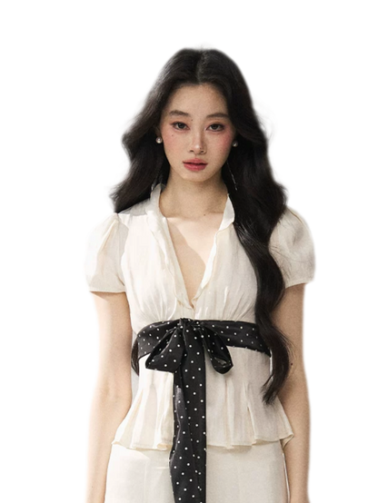 Tie Waist V Neck Tee
