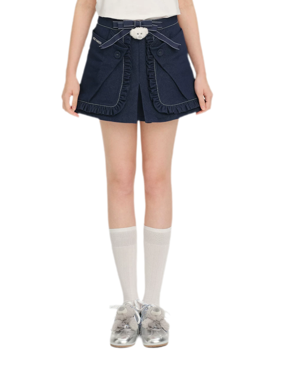 Bow Lace Denim Skort