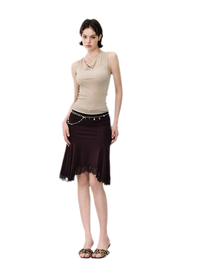 Cowl Mesh Knit Tank