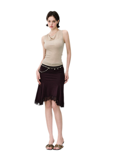 Cowl Mesh Knit Tank