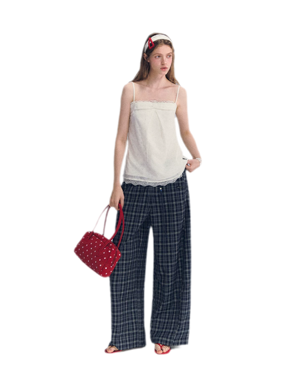 Plaid Wide-Leg Pants