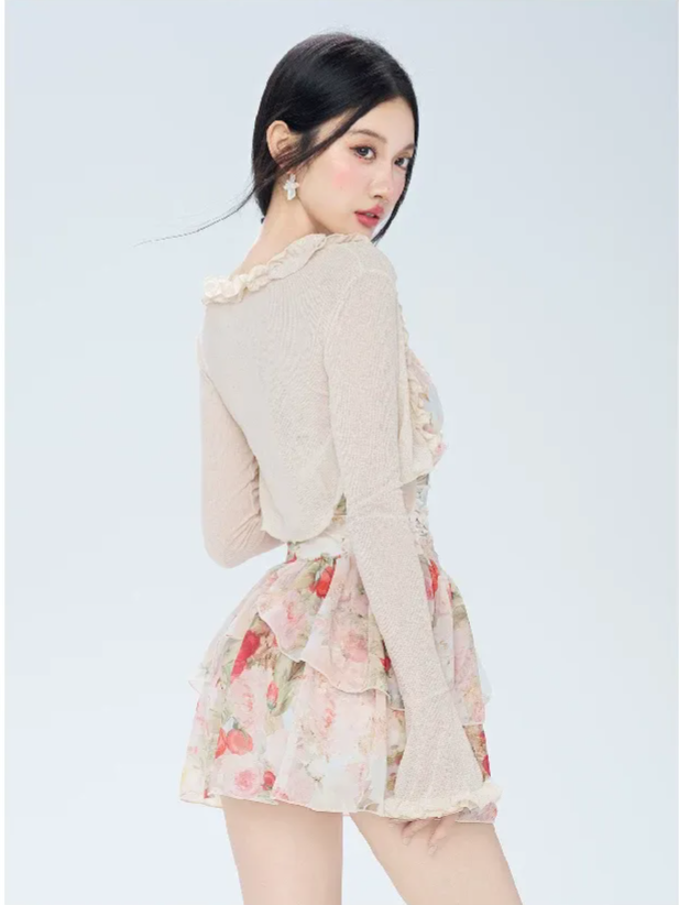 Floral Ruffle Swim Dress