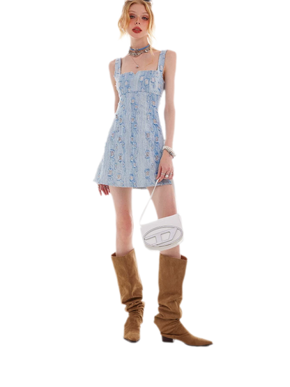 Distressed Denim Cami Dress